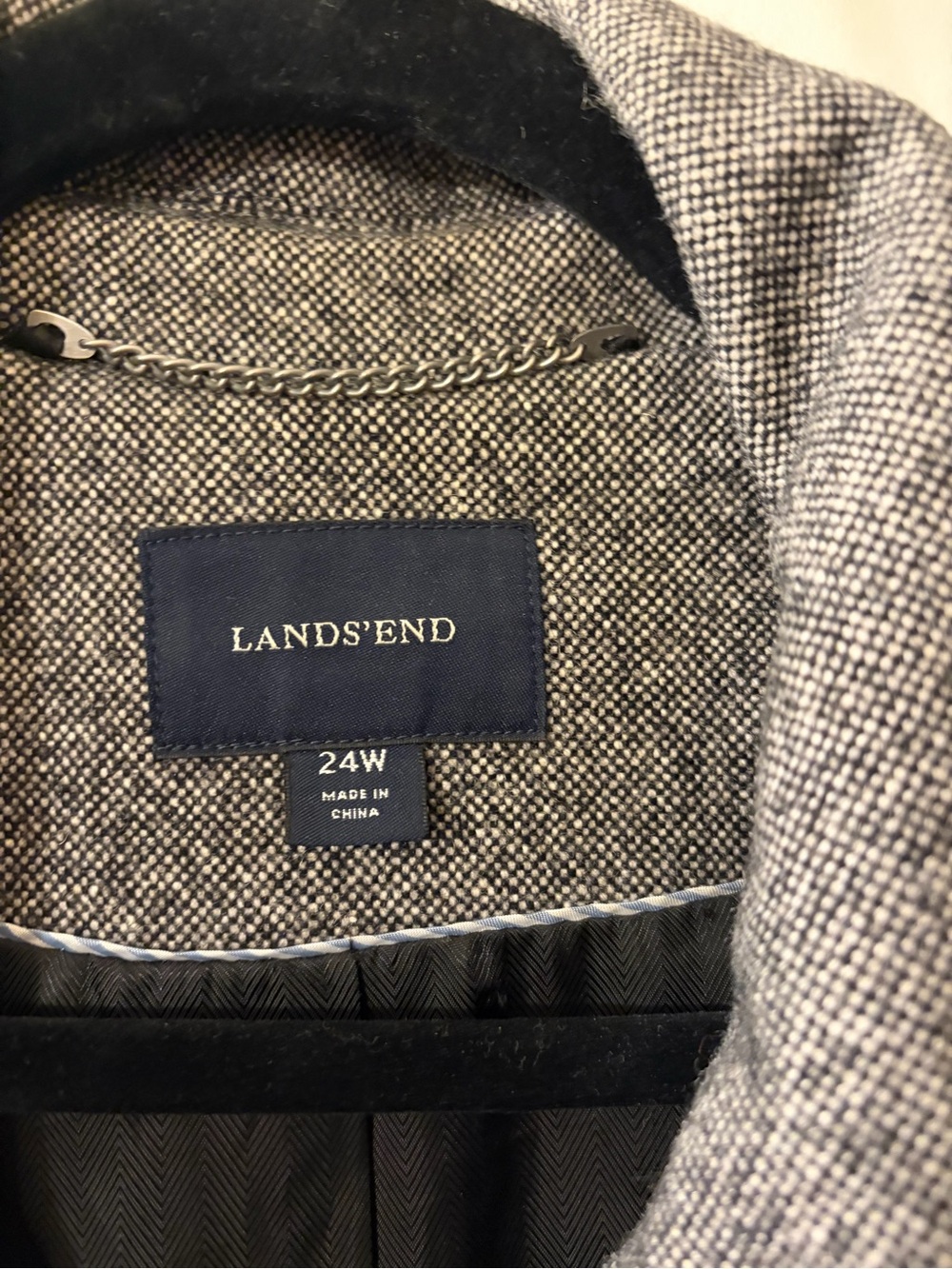 Lands' End Women's Gray Wool-Blend Single-Button Pea Coat - Picture 2 of 4